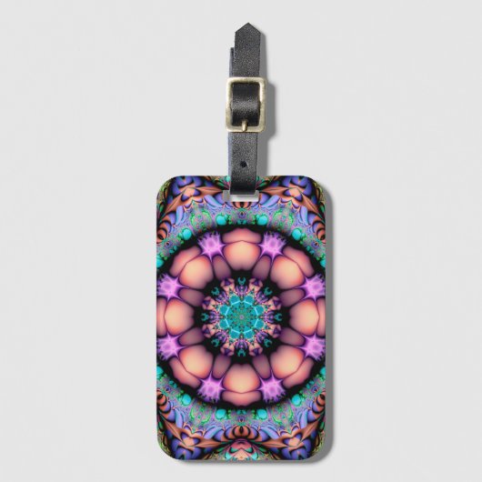 Fractal Mandala Floral Psychedelic Bagagelabel (Voorkant (verticaal))