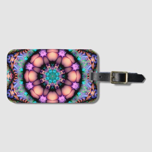 Fractal Mandala Floral Psychedelic Bagagelabel (Voorkant (horizontaal))