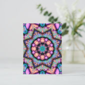 Fractal Mandala Floral Psychedelic Briefkaart (Staand voorkant)