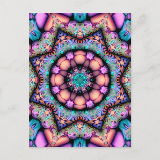 Fractal Mandala Floral Psychedelic Briefkaart (Voorkant)