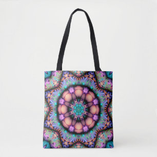 Fractal Mandala Floral Psychedelic Canvas tas