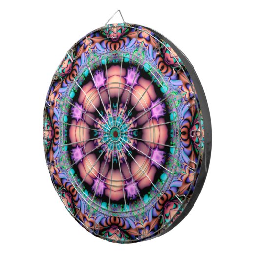 Fractal Mandala Floral Psychedelic Dartbord (Voorkant Rechts)