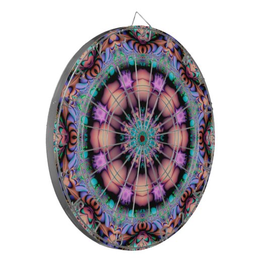 Fractal Mandala Floral Psychedelic Dartbord (Voorkant Links)