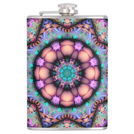 Fractal Mandala Floral Psychedelic Heupfles (Voorkant)