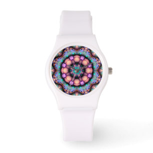 Fractal Mandala Floral Psychedelic Horloge