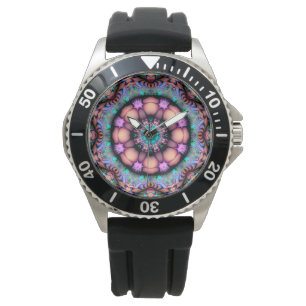 Fractal Mandala Floral Psychedelic Horloge