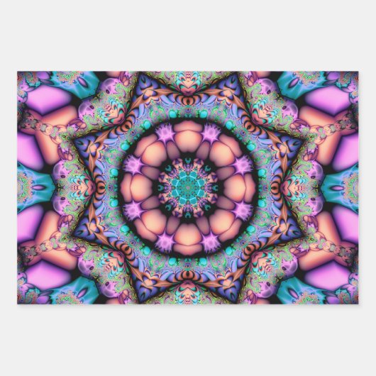 Fractal Mandala Floral Psychedelic Inpakpapier Vel (Voorkant 2)