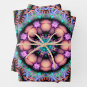 Fractal Mandala Floral Psychedelic Inpakpapier Vel (In situ)