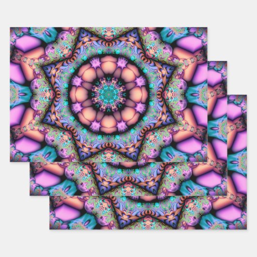 Fractal Mandala Floral Psychedelic Inpakpapier Vel (Set)