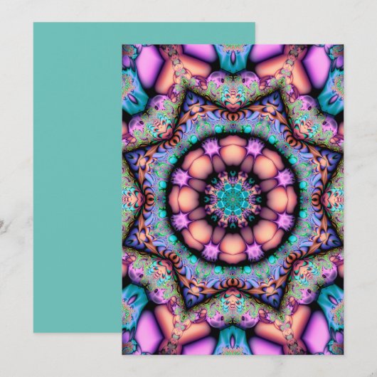Fractal Mandala Floral Psychedelic Kaart (Voorkant / Achterkant)