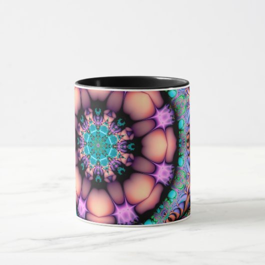 Fractal Mandala Floral Psychedelic Mok (Midden)