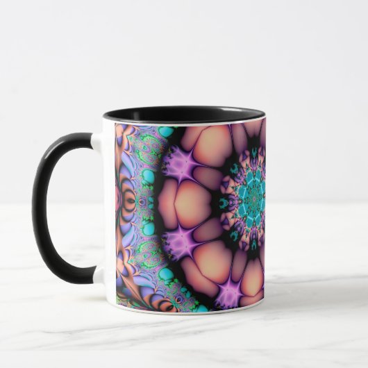 Fractal Mandala Floral Psychedelic Mok (Links)