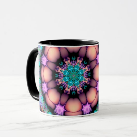 Fractal Mandala Floral Psychedelic Mok (Voorkant links)