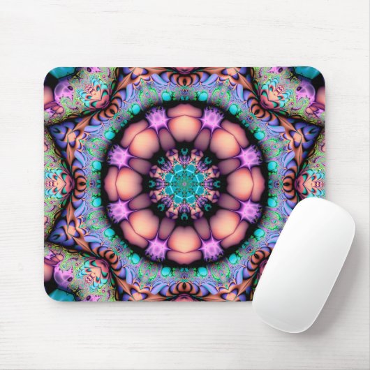 Fractal Mandala Floral Psychedelic Muismat (Met muis)