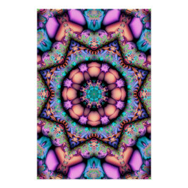 Fractal Mandala Floral Psychedelic Perfect Poster
