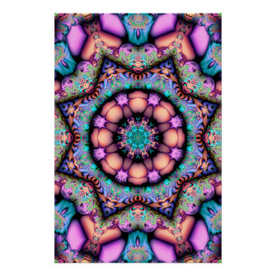 Fractal Mandala Floral Psychedelic Perfect Poster