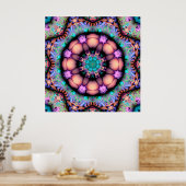 Fractal Mandala Floral Psychedelic Poster (Keuken)