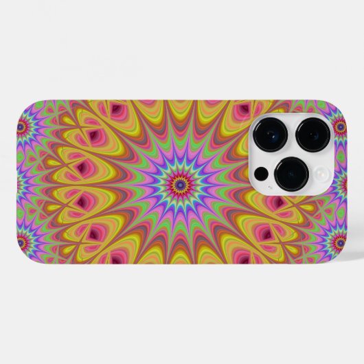 Fractal Mandala Floral Psychedelic Retro Case-Mate iPhone Case (Achterkant (horizontaal))
