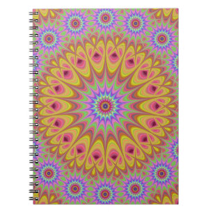 Fractal Mandala Floral Psychedelic Retro Notitieboek