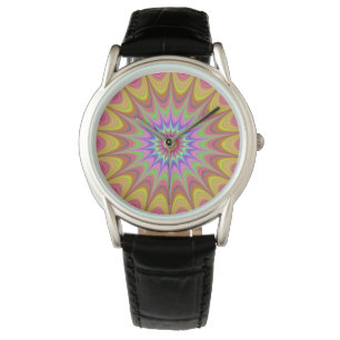 Fractal Mandala Floral Psychedelic Retro Trippy Wa Horloge