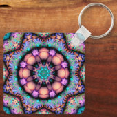 Fractal Mandala Floral Psychedelic Sleutelhanger (Achterkant)