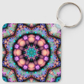 Fractal Mandala Floral Psychedelic Sleutelhanger (Achterkant)