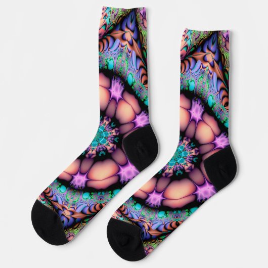 Fractal Mandala Floral Psychedelic Sokken (Links)