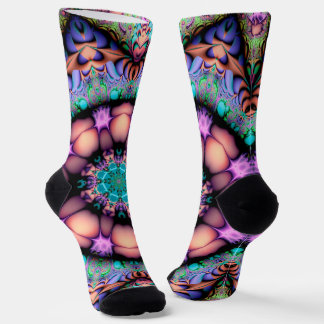 Fractal Mandala Floral Psychedelic Sokken