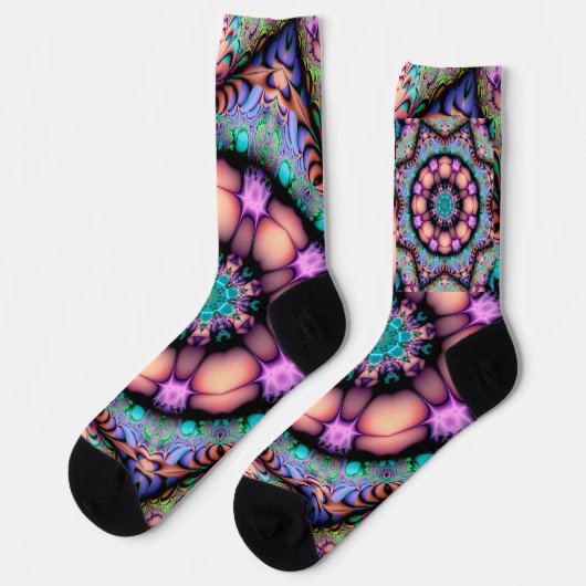 Fractal Mandala Floral Psychedelic Sokken (Links)