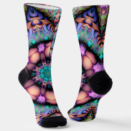 Fractal Mandala Floral Psychedelic Sokken