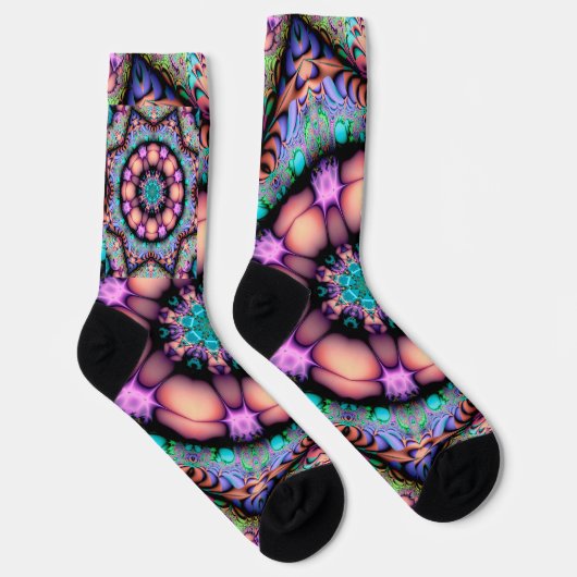 Fractal Mandala Floral Psychedelic Sokken (Rechts)