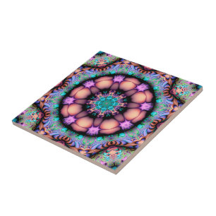 Fractal Mandala Floral Psychedelic Tegeltje