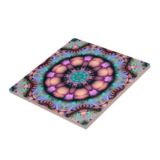 Fractal Mandala Floral Psychedelic Tegeltje (Zijkant)