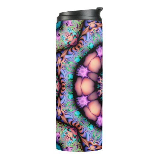 Fractal Mandala Floral Psychedelic Thermosbeker (Gedraaid links)