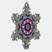 Fractal Mandala Floral Psychedelic Tin Sneeuwvlok Ornament (Links)