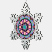 Fractal Mandala Floral Psychedelic Tin Sneeuwvlok Ornament (Rechts)
