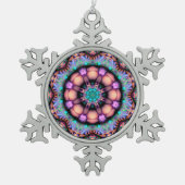 Fractal Mandala Floral Psychedelic Tin Sneeuwvlok Ornament (Voorkant)