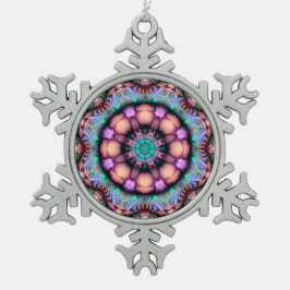 Fractal Mandala Floral Psychedelic Tin Sneeuwvlok Ornament