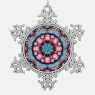 Fractal Mandala Floral Psychedelic Tin Sneeuwvlok Ornament