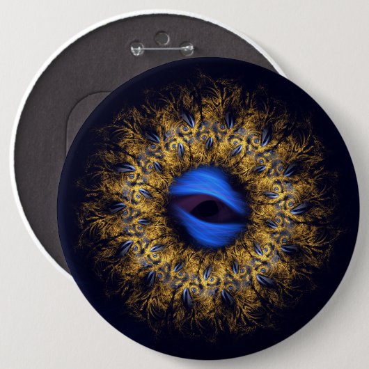 Fractal mandala king's oog ronde button 6,0 cm (Voorkant /achterkant)