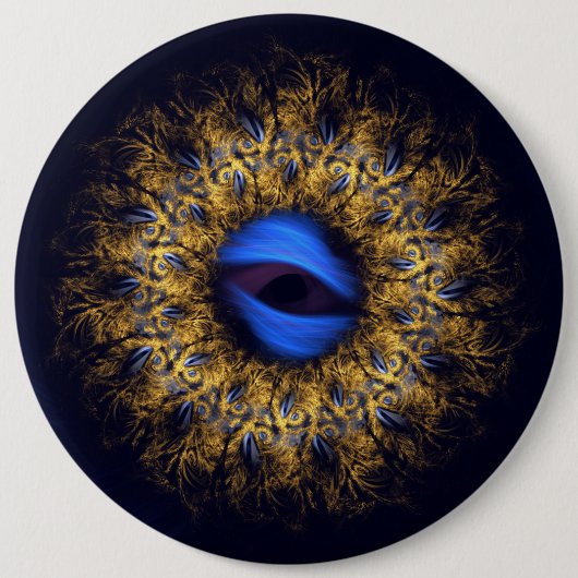 Fractal mandala king's oog ronde button 6,0 cm (Voorkant)