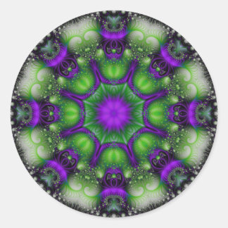 Fractal Mandala - Lavender Delight Ronde Sticker