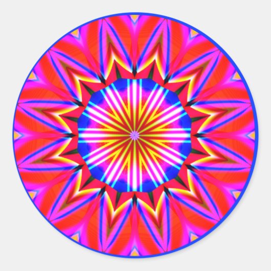 Fractal Mandala Ronde Sticker (Voorkant)