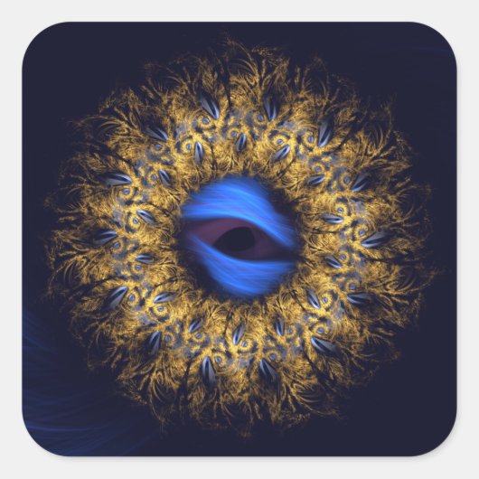 Fractal Mandala Vierkante Sticker (Voorkant)