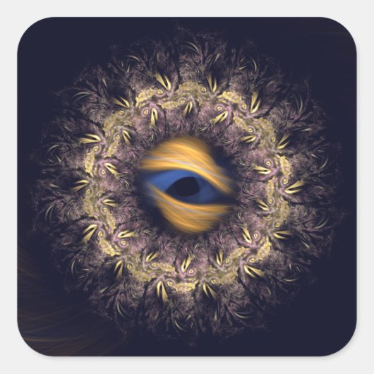 Fractal Mandala Vierkante Sticker (Voorkant)