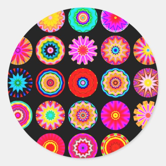 Fractal Mandalas Ronde Sticker (Voorkant)