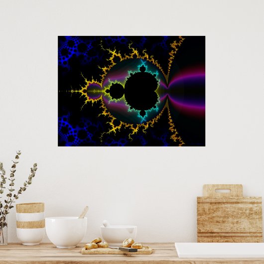 Fractal Mandelbrot Electric Night Poster (Keuken)