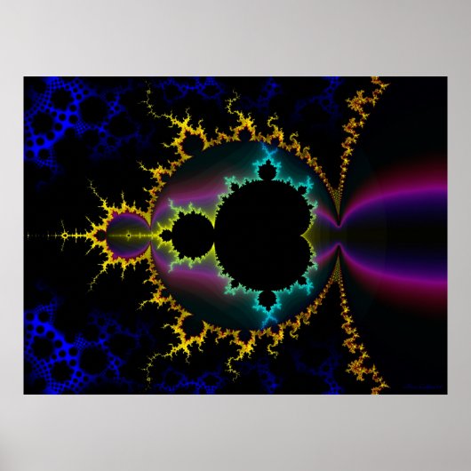 Fractal Mandelbrot Electric Night Poster (Voorkant)
