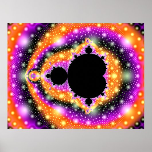 Fractal Mandelbrot Oranje Roze Poster (Voorkant)