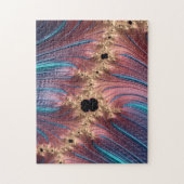 Fractal Mandelbrot | Turquoise Blue en Roos Gold Legpuzzel (Verticaal)